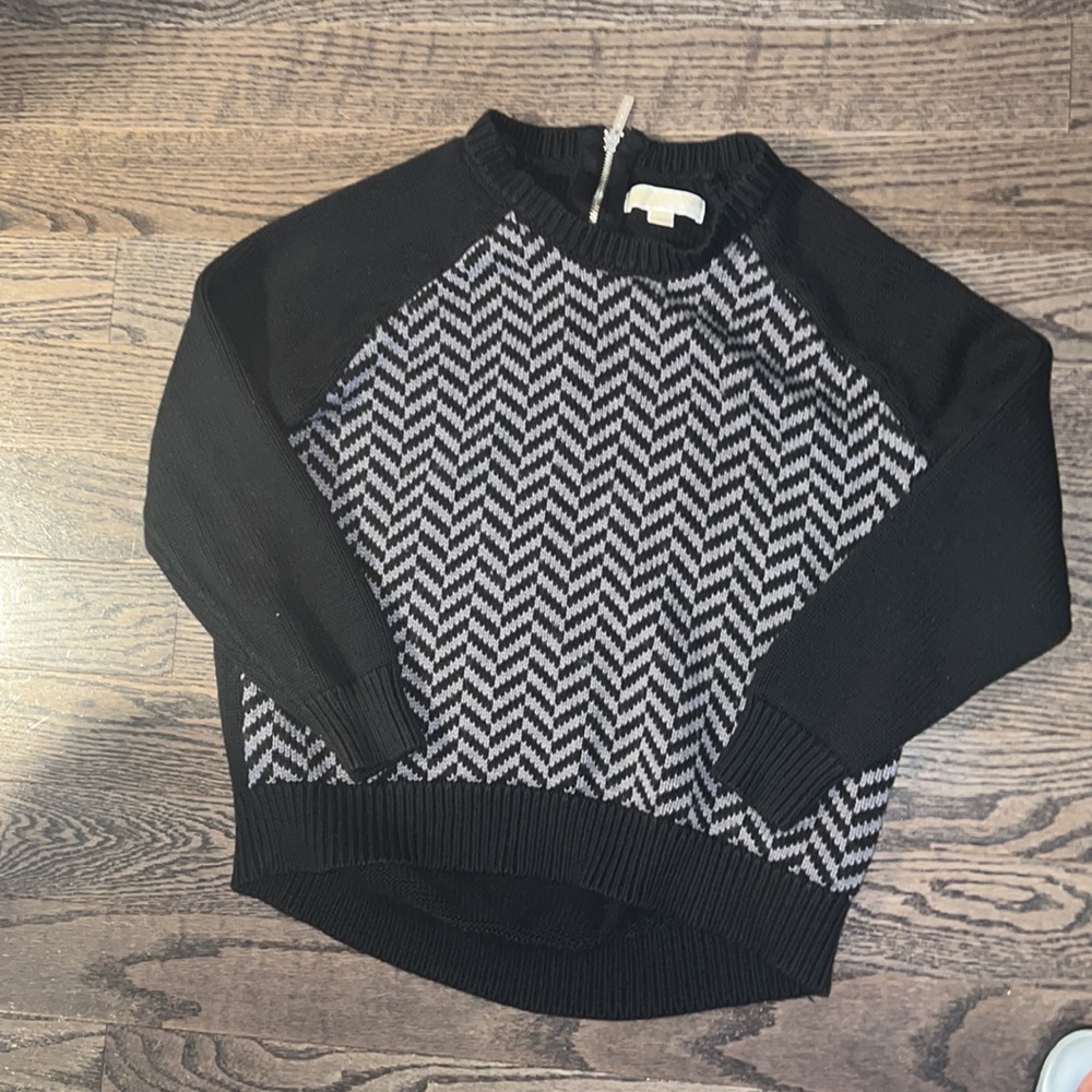 Black and Gray Geometric Michael Kors Sweater - Large